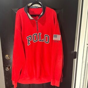 USA, Quarter zip fleece. Mens, Big and Tall